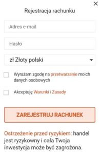 Formularz rejestracji Libertex