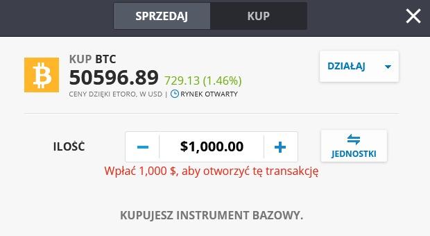 Jak wygląda handel BTC na eToro