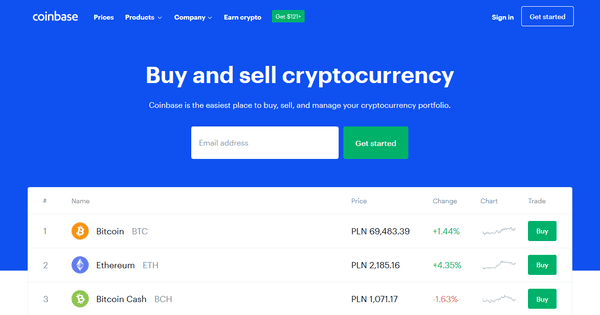 Portfel giełdowy Coinbase